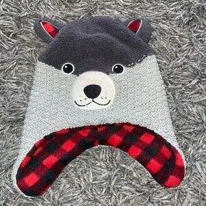 Wonder nation bear hat grey and red size 2t-5t